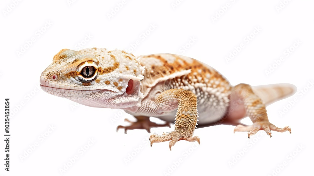 Striking Lizard on White Background - Reptile Photography Striking Lizard on White Background - Reptile Photography