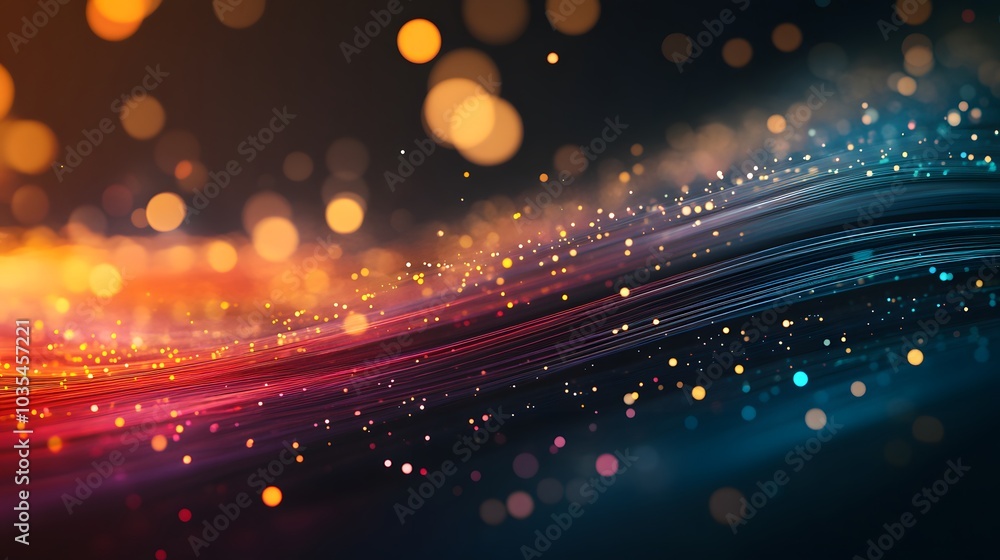 Obraz premium Abstract Background with Wavy Lines and Bokeh Lights