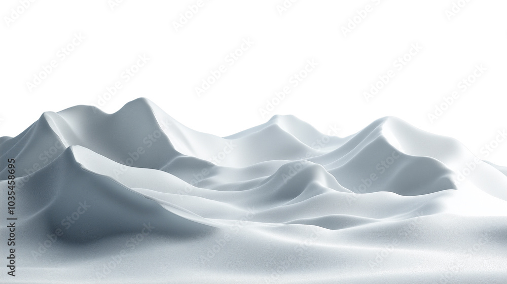 Obraz premium Snowy Mountain. Snowdrift isolated. Snow landscape decoration, frozen hills. White snow covered hill with a few small snow piles. Empty snow banks field. background. Png illustration.