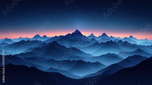 Silhouetted mountain range under a starry sky.