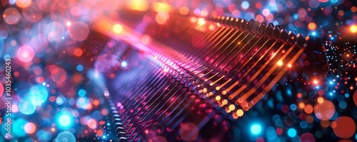 Wallpaper Mural A vibrant, colorful abstract image featuring illuminated lines and sparkling bokeh, creating a futuristic and dynamic atmosphere. Torontodigital.ca