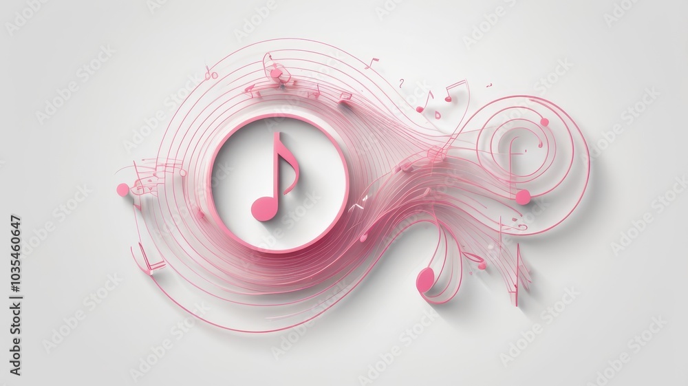 Abstract music background with clef and swirl lines on white background with copy space, Generative AI. Abstract music background with clef and swirl lines on white background with copy space, Generative AI.