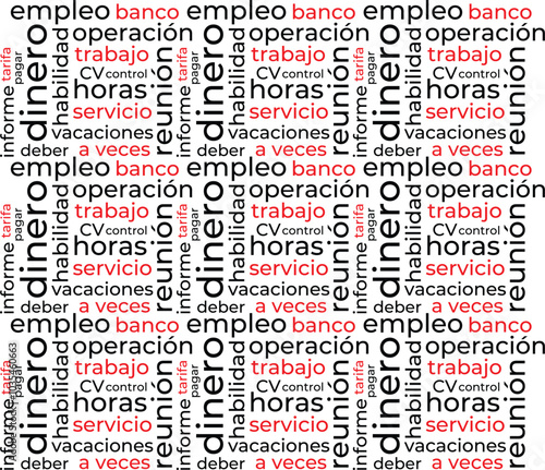 Plantilla de nube de palabras sobre trabajo en español. Fondo vectorial conceptual