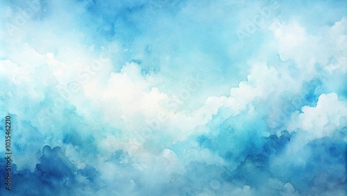 abstract art background light blue and white color watercolor painting on canvas with soft sky gradient