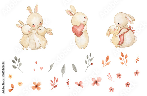 Watercolor bunny illustration for kids