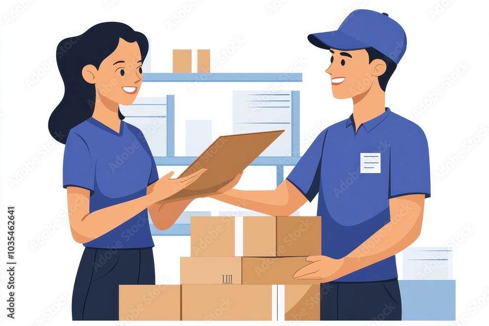 Woman providing the shipment status to the customer, Generative AI Woman providing the shipment status to the customer, Generative AI