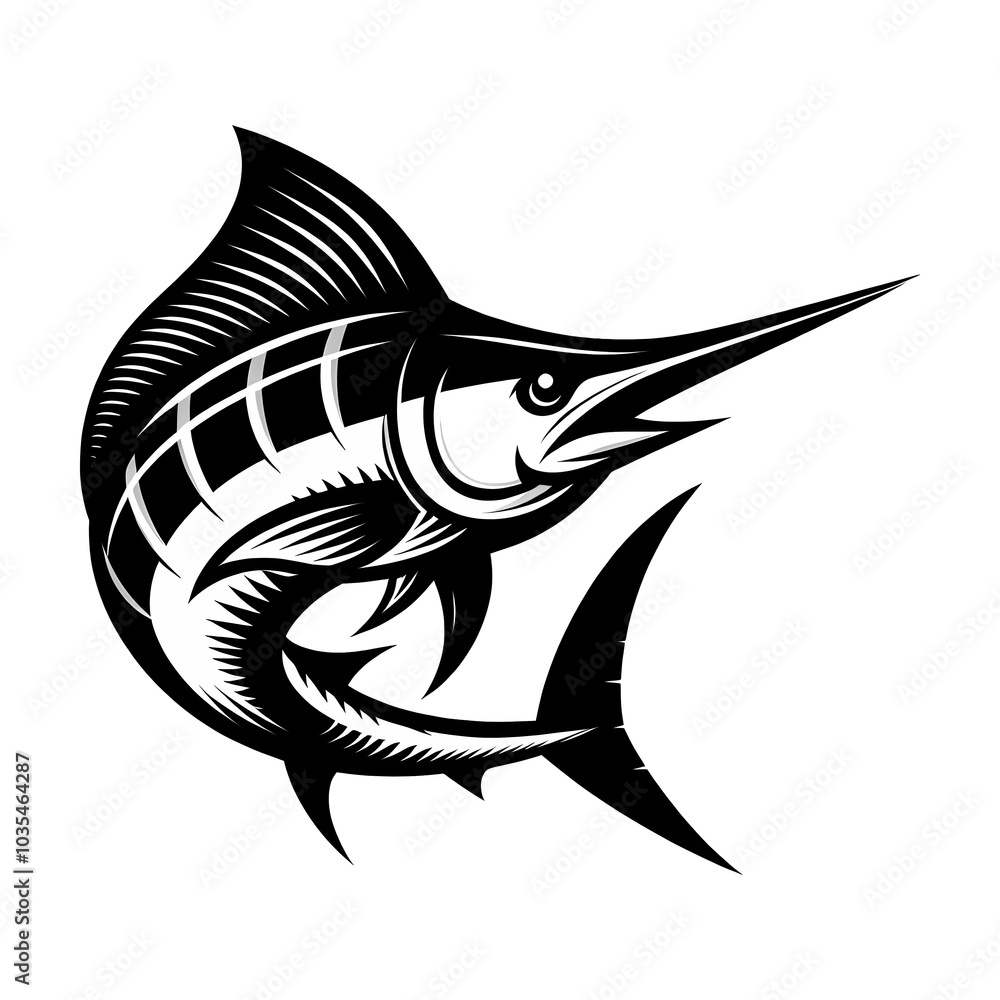 A Jumping Blue Marlin Fish Vector Illustration A Jumping Blue Marlin Fish Vector Illustration