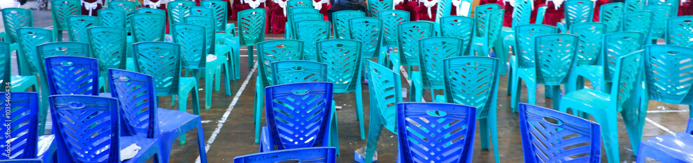 Plastic Chairs With Dark Blue And Light Blue Colors In A Room Plastic Chairs With Dark Blue And Light Blue Colors In A Room