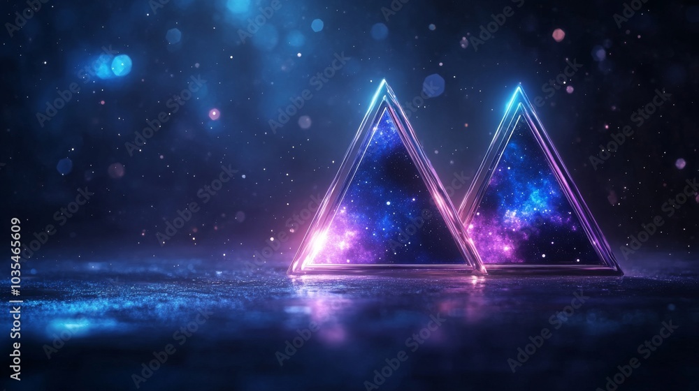 Glowing geometric triangles in a cosmic space setting Glowing geometric triangles in a cosmic space setting