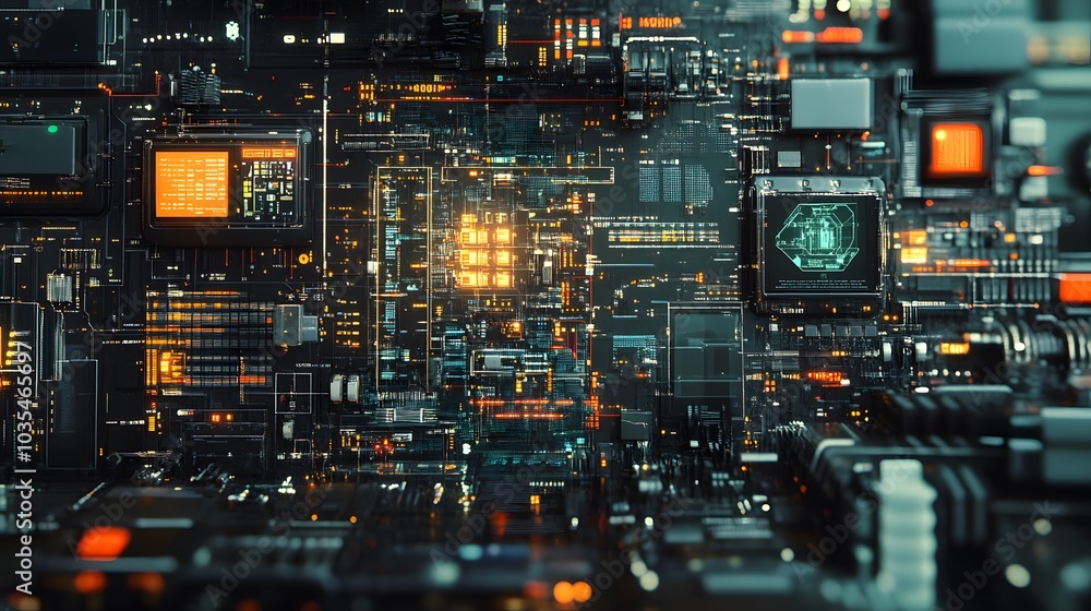 Composite image of abstract technology interface. Composite image of abstract technology interface.