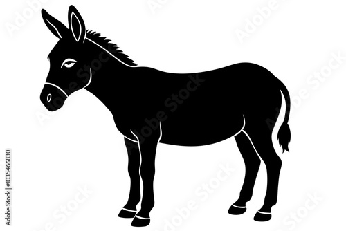 Donkey Standing pose vector silhouette design.