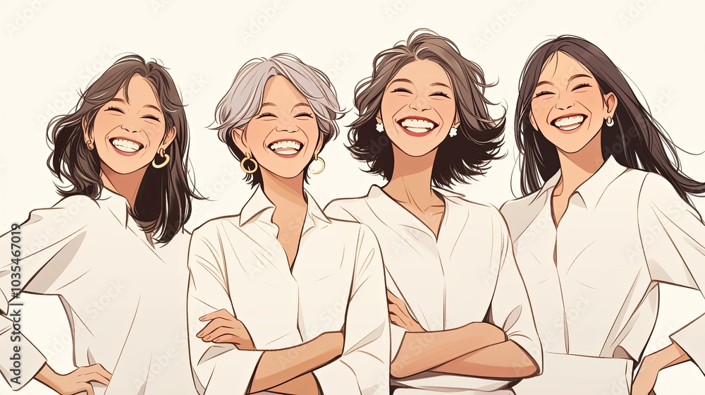 Diverse group of joyful women celebrating together with smiles Diverse group of joyful women celebrating together with smiles