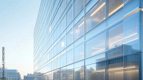 Modern Office Tower with Large Glass Windows