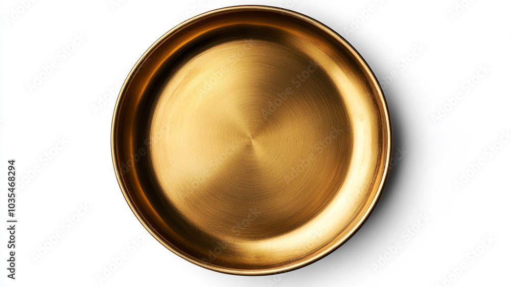 Top view of a golden plate isolated on a white background Top view of a golden plate isolated on a white background