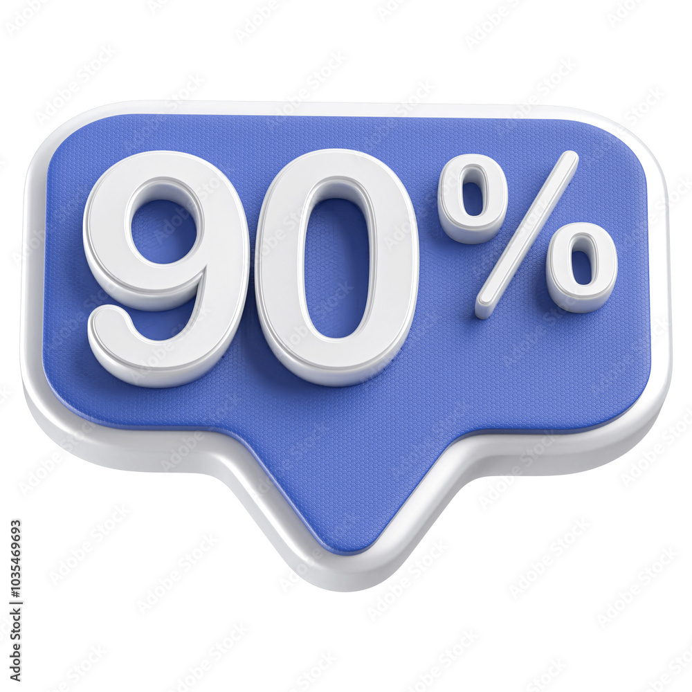 90 Percent Discount Blue Number 3D Badge 90 Percent Discount Blue Number 3D Badge