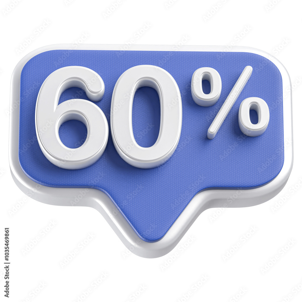 60 Percent Discount Blue Number 3D Badge 60 Percent Discount Blue Number 3D Badge