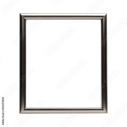 Silver picture frame, Minimalist Silver Frame, Elegant Silver Picture Frame with an Isolated Background.