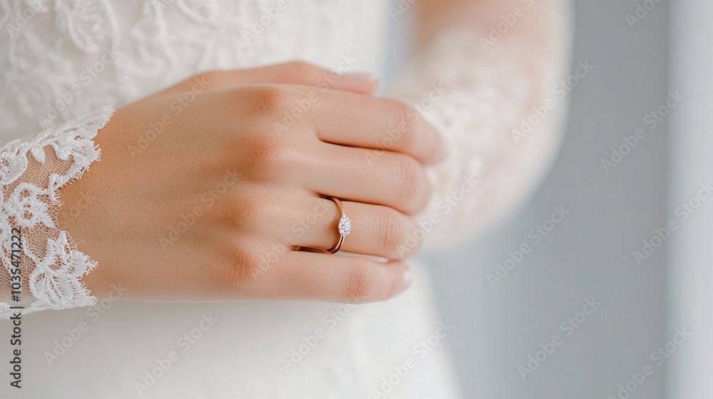 Close-Up of Bride's Hand with Beautiful Ring Detail Close-Up of Bride's Hand with Beautiful Ring Detail