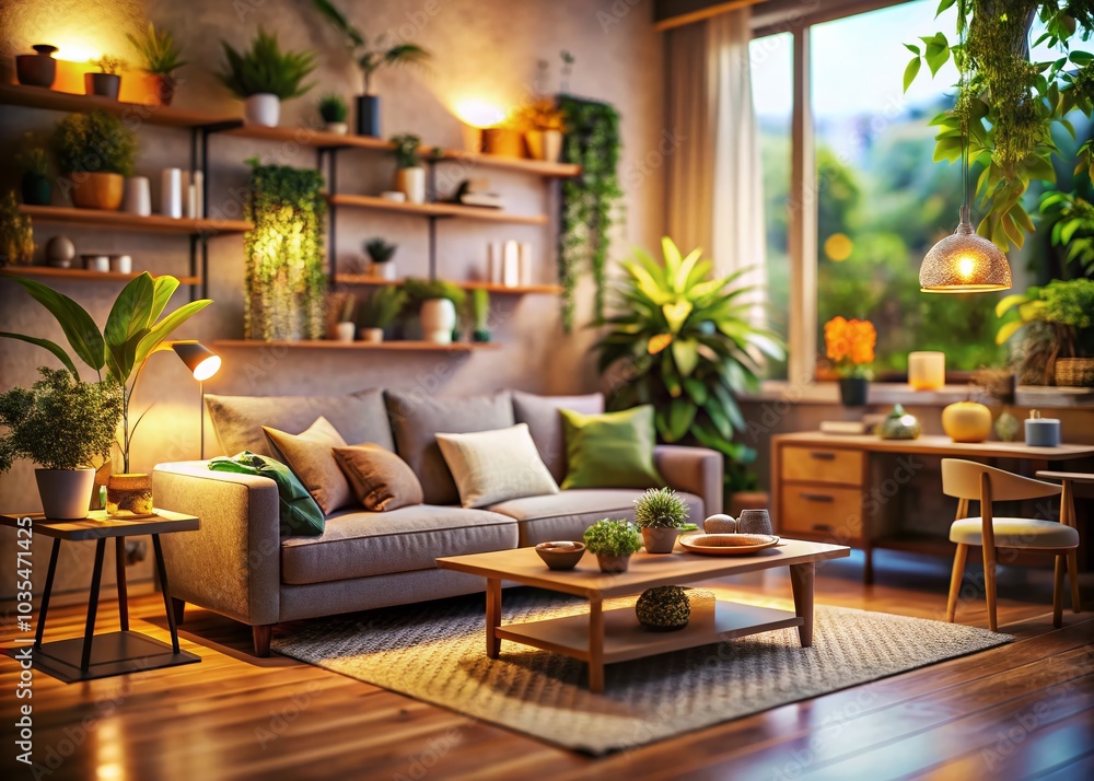 Modern Couch in a Stylish Living Room with Tilt-Shift Effect for Home Decor Inspiration Modern Couch in a Stylish Living Room with Tilt-Shift Effect for Home Decor Inspiration