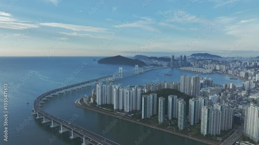 Drone View of Busan city in South Korea, Centum City, Summer, 60fps Drone View of Busan city in South Korea, Centum City, Summer, 60fps