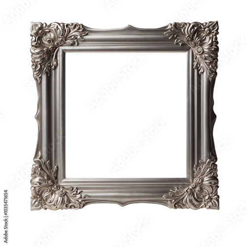 Elegant Silver Picture Frame with an Isolated Background, Silver picture frame, Minimalist Silver Frame.