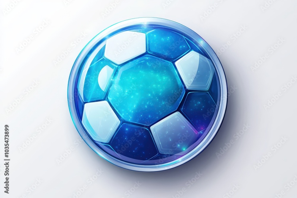 Naklejka premium A Futuristic, Blue-Tinted Soccer Ball Rendered in 3D