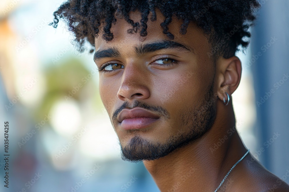 Gay man in crop top and earring, Generative AI Gay man in crop top and earring, Generative AI