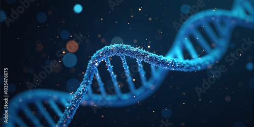 Futuristic illustration of a deoxyribonucleic acid double helix composed proteins