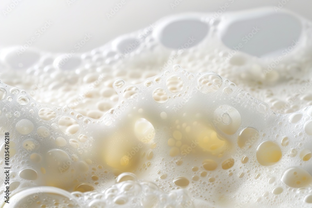 Creamy foam texture with bubbles in close-up Creamy foam texture with bubbles in close-up