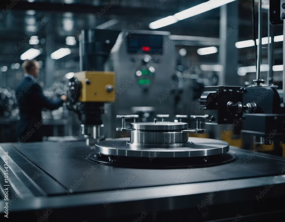 Precision milling machines are active in state-of-the-art manufacturing plant, working on components with high efficiency and accuracy. Modern factory workshop for continuous production. Generated AI Precision milling machines are active in state-of-the-art manufacturing plant, working on components with high efficiency and accuracy. Modern factory workshop for continuous production. Generated AI
