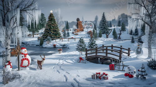 snowy landscape christmas decorations background wallpaper