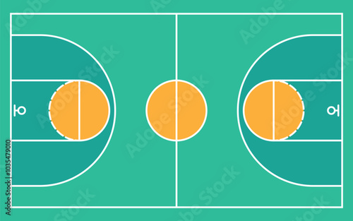 basketball court flat design top view symbol vector illustration