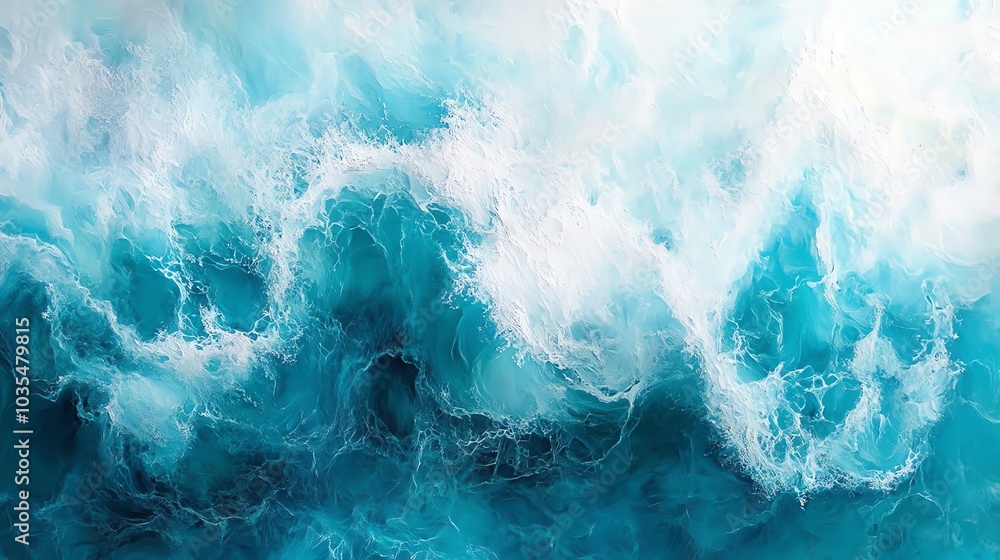 Dynamic ocean waves crashing with vibrant blue and white foam. Dynamic ocean waves crashing with vibrant blue and white foam.