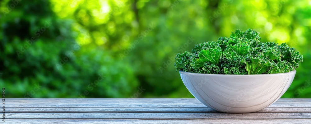 Fresh Organic Kale in a Rustic Bowl Surrounded by Lush Green Nature Perfect for Healthy Living and Recipes Fresh Organic Kale in a Rustic Bowl Surrounded by Lush Green Nature Perfect for Healthy Living and Recipes