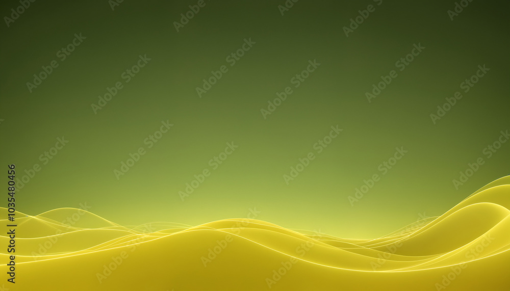 Fototapeta premium An abstract representation of flowing yellow and green waves, suitable for modern design projects, backgrounds, and digital art usages.