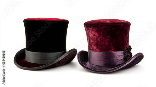 Elegant Velvet Top Hats  Formal Headwear  Gentleman s Accessories photo