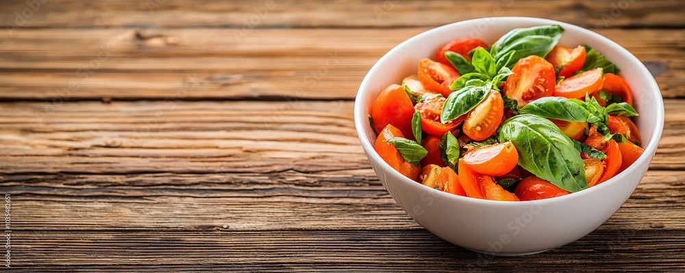 Fresh and Vibrant Cherry Tomato Salad with Basil Leaves A Perfect Summer Dish to Refresh Your Palate Fresh and Vibrant Cherry Tomato Salad with Basil Leaves A Perfect Summer Dish to Refresh Your Palate