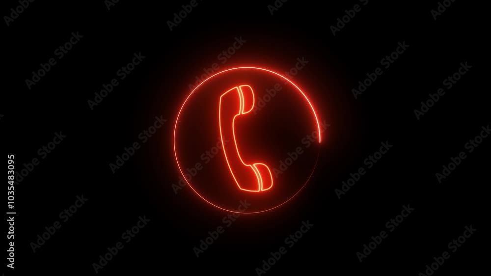 Neon glowing telephone icon animation, call icon shape animation. Glowing neon line Telephone call icon animation.. Neon glowing telephone icon animation, call icon shape animation. Glowing neon line Telephone call icon animation..