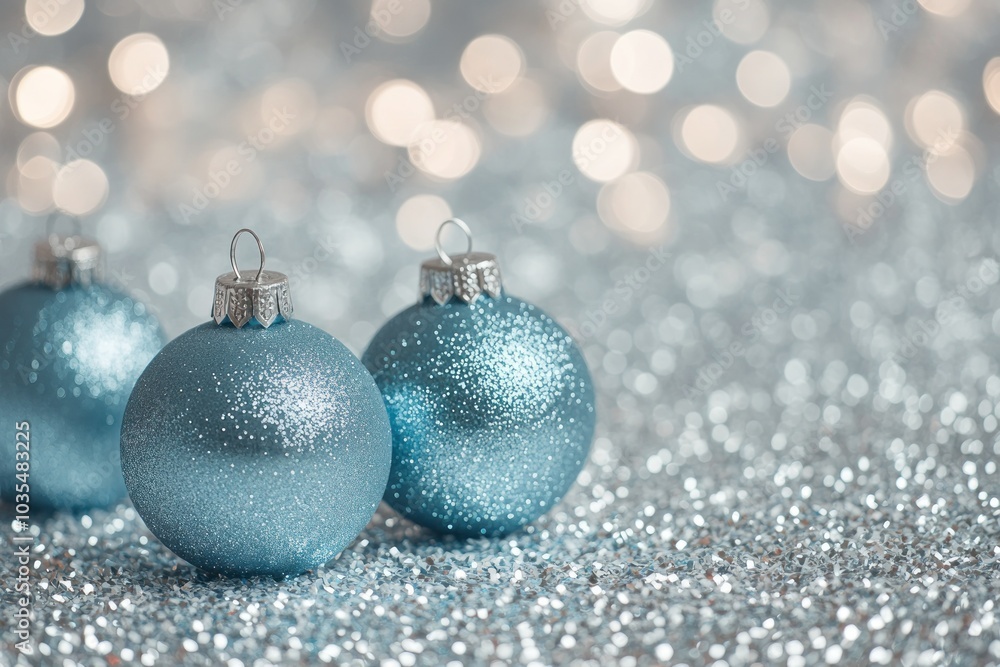 Elegant Blue Christmas Ornaments with Snowflakes Elegant Blue Christmas Ornaments with Snowflakes