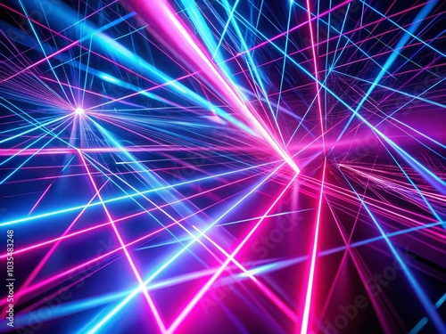 Neon Abstract Lines with Laser Beams – Stylish Pink and Blue Background Wallpaper