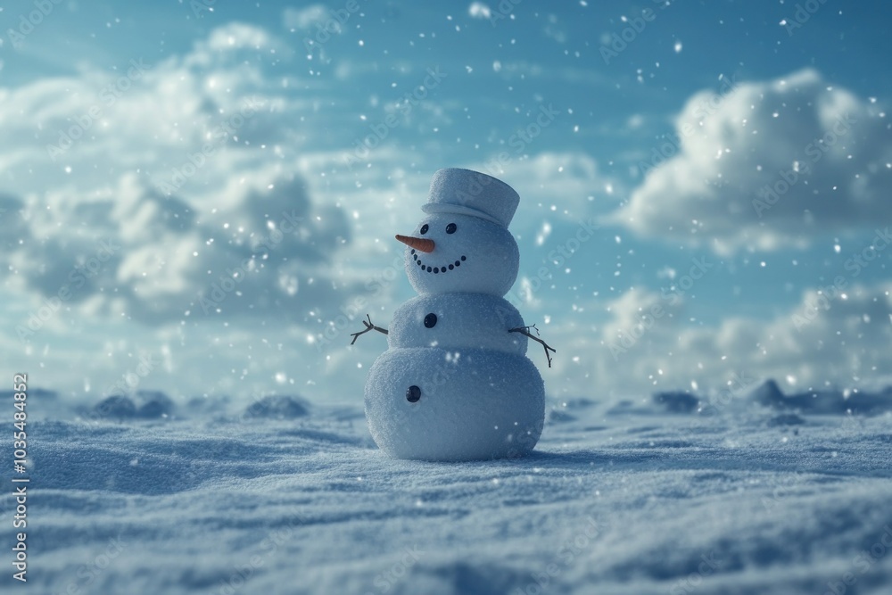 Obraz premium Cheerful Snowman in Winter Wonderland