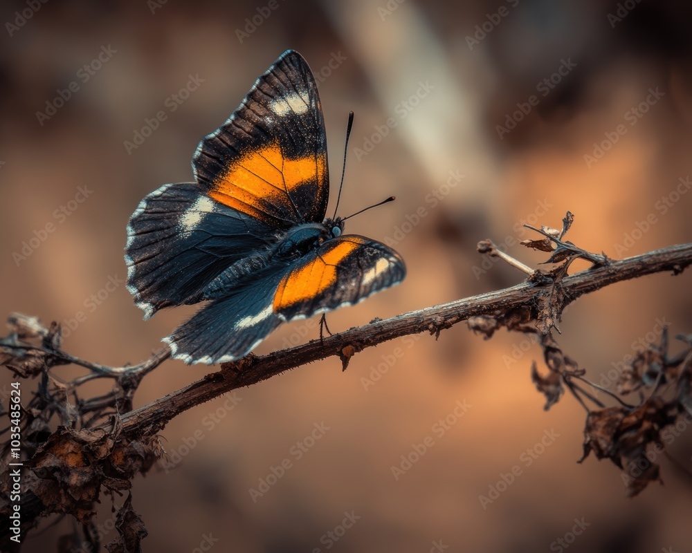 Obraz premium Butterfly that is sitting on a twig on a branch - Outdoor