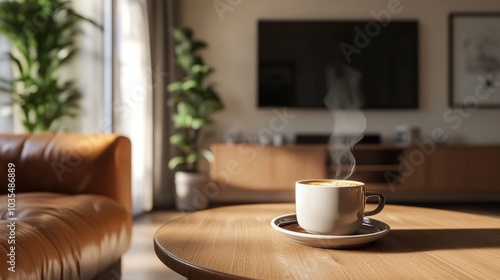 Wallpaper Mural Steaming Coffee in Modern Living Room. Torontodigital.ca