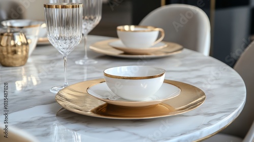 Elegant Table Setting with Gold Accents.