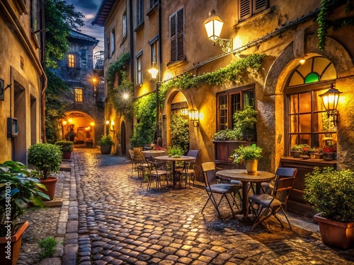 Night Photography of Café Lights in Italy - Captivating Evening Vibes