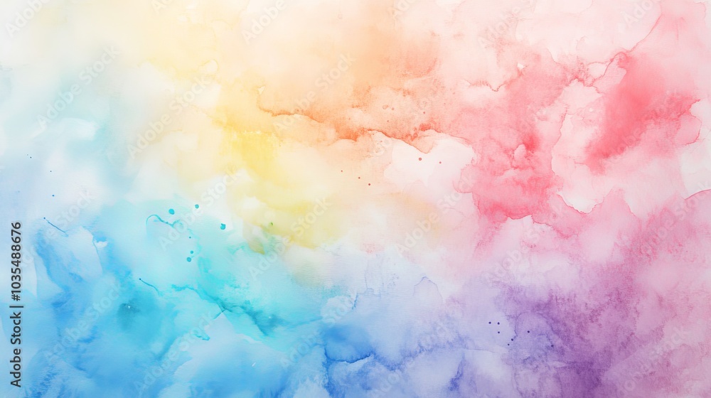 Fototapeta premium Rainbow pastel unicorn candy watercolor on paper - abstract background for celebrations, invitations, and event decor