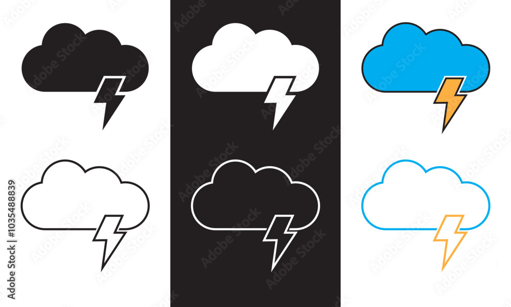 Thunderstorm two tone icon. Vector illustration isolated on white and black background. EPS 10 Thunderstorm two tone icon. Vector illustration isolated on white and black background. EPS 10