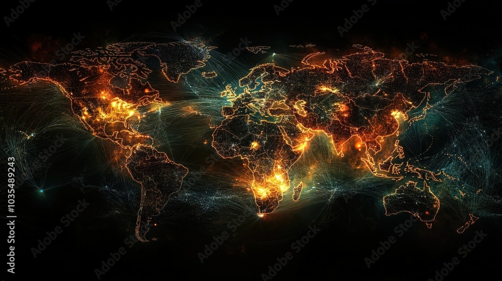 The digital globe spins out of control, global network and connectivity The digital globe spins out of control, global network and connectivity