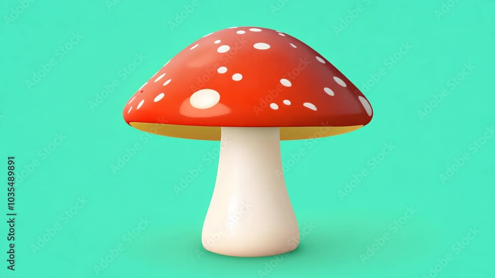 fly agaric mushroom with a bright red cap and white spots, set against a teal background fly agaric mushroom with a bright red cap and white spots, set against a teal background