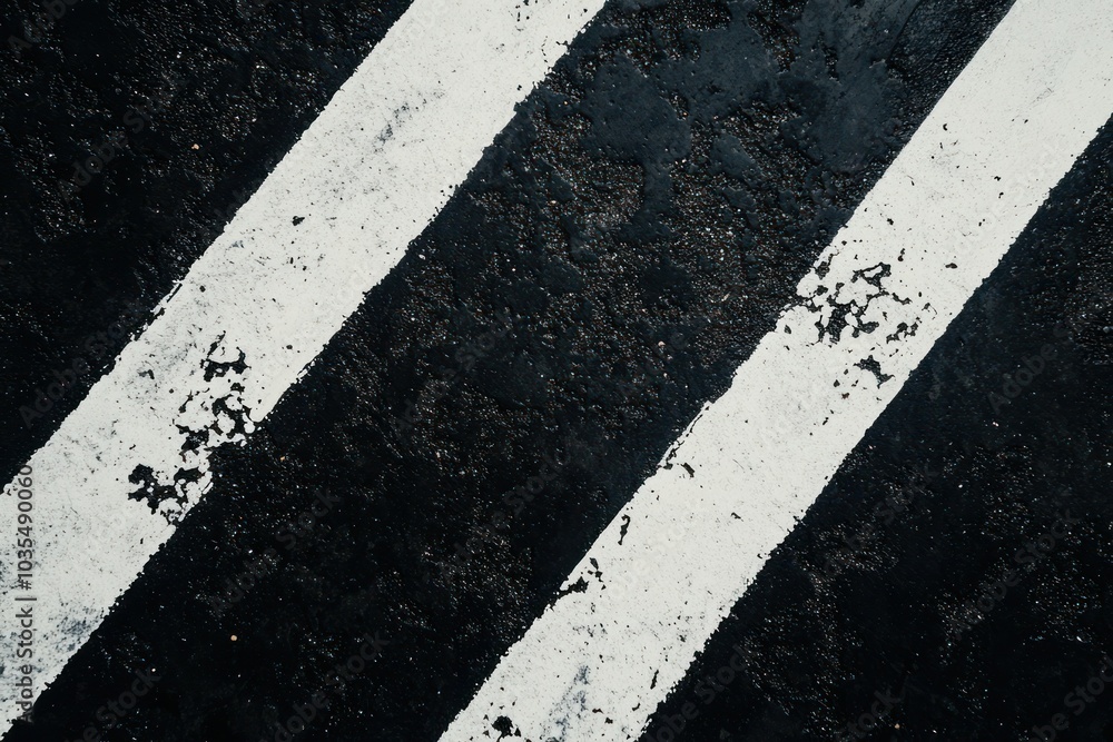 Fototapeta premium Close-Up View of Two Parallel White Lines